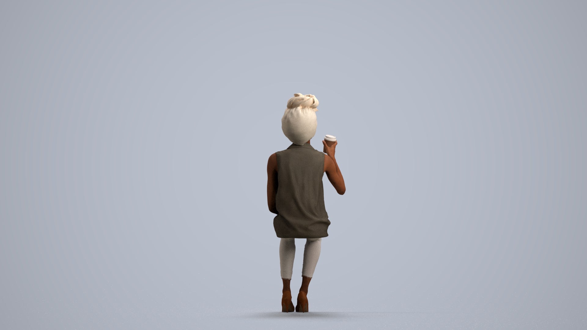 realistic 3D people woman casual sitting, render-ready for V-Ray and Corona, FBX OBJ, front view render