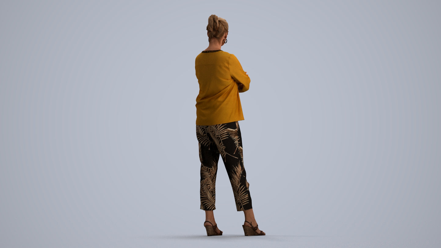 realistic 3D woman casual standing, scanned archviz people for Blender and 3ds Max, front view render