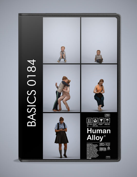 photogrammetry 3D people kids collection, 5 realistic human models archviz FBX