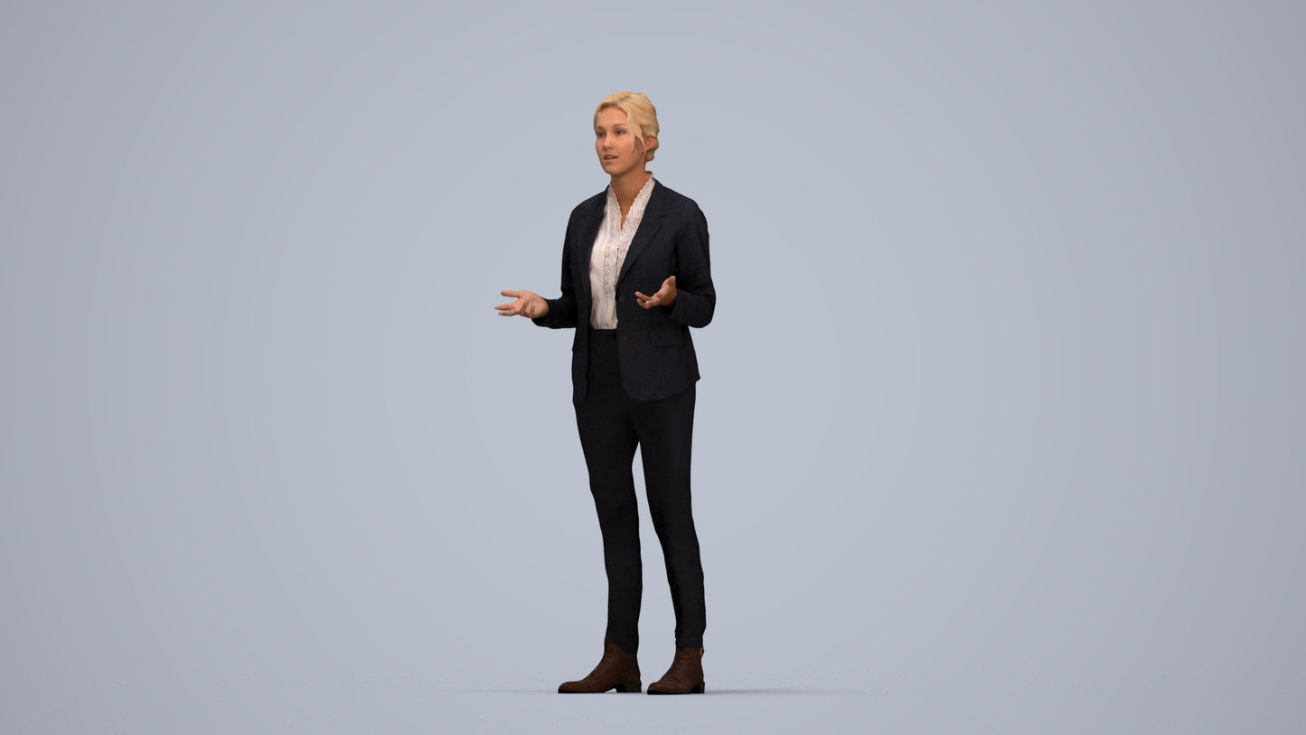 3D scanned woman business, photorealistic archviz people for Enscape and SketchUp, top-down view render