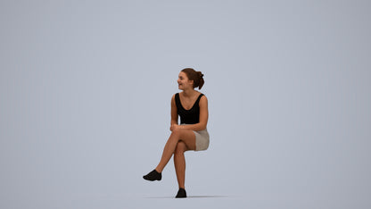 realistic 3D human girl casual kids, archviz people FBX OBJ for Blender, top-down view render