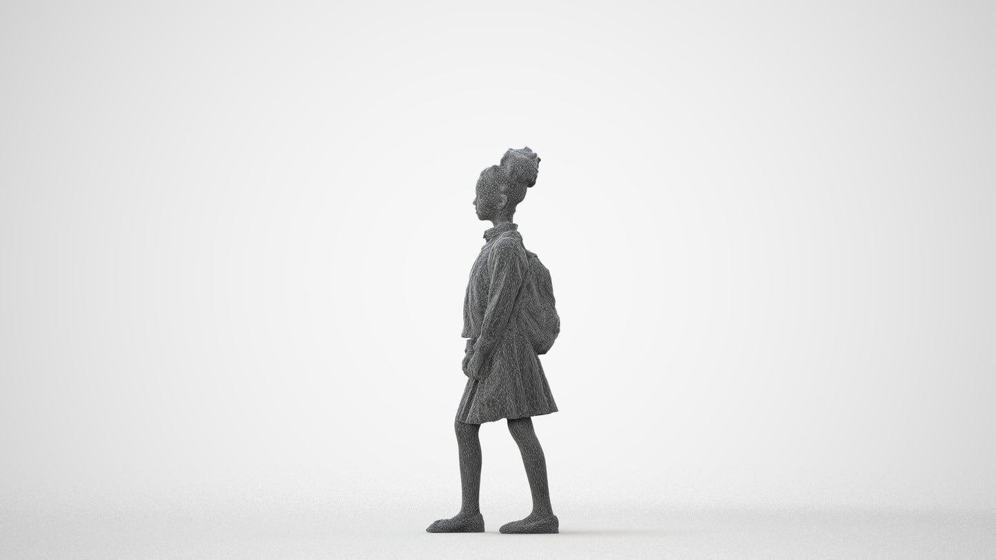 realistic 3D human girl kids, archviz people FBX OBJ for Blender, square thumbnail