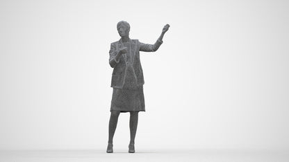 3D scanned woman business, photorealistic archviz people for Enscape and SketchUp, wireframe back view