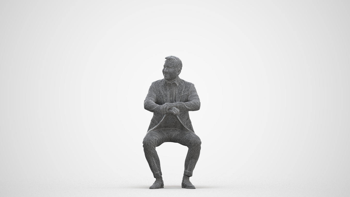 realistic 3D man business, scanned archviz people for Blender and 3ds Max, three-quarter front view render