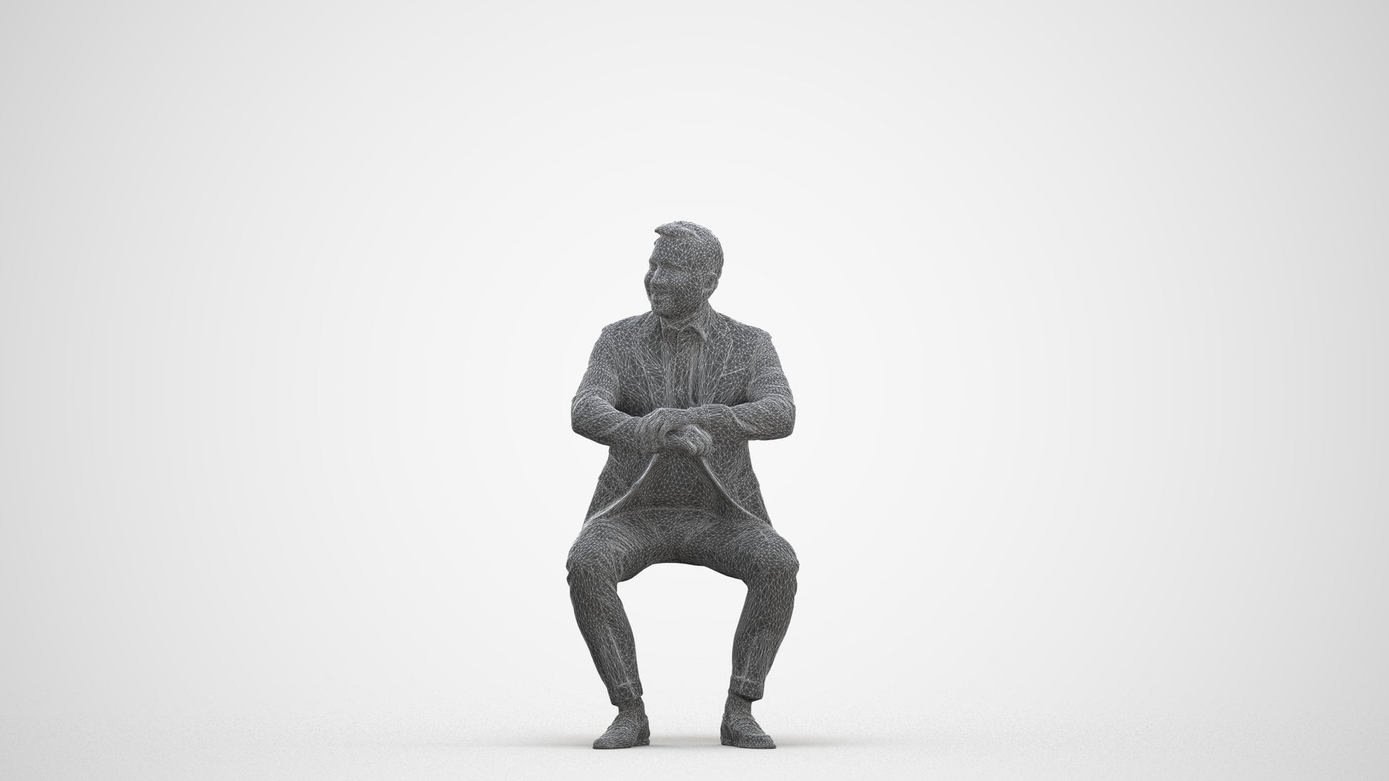 realistic 3D man business, scanned archviz people for Blender and 3ds Max, three-quarter front view render