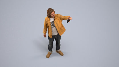 3D human model man casual standing, photogrammetry scanned person for archviz, back view render