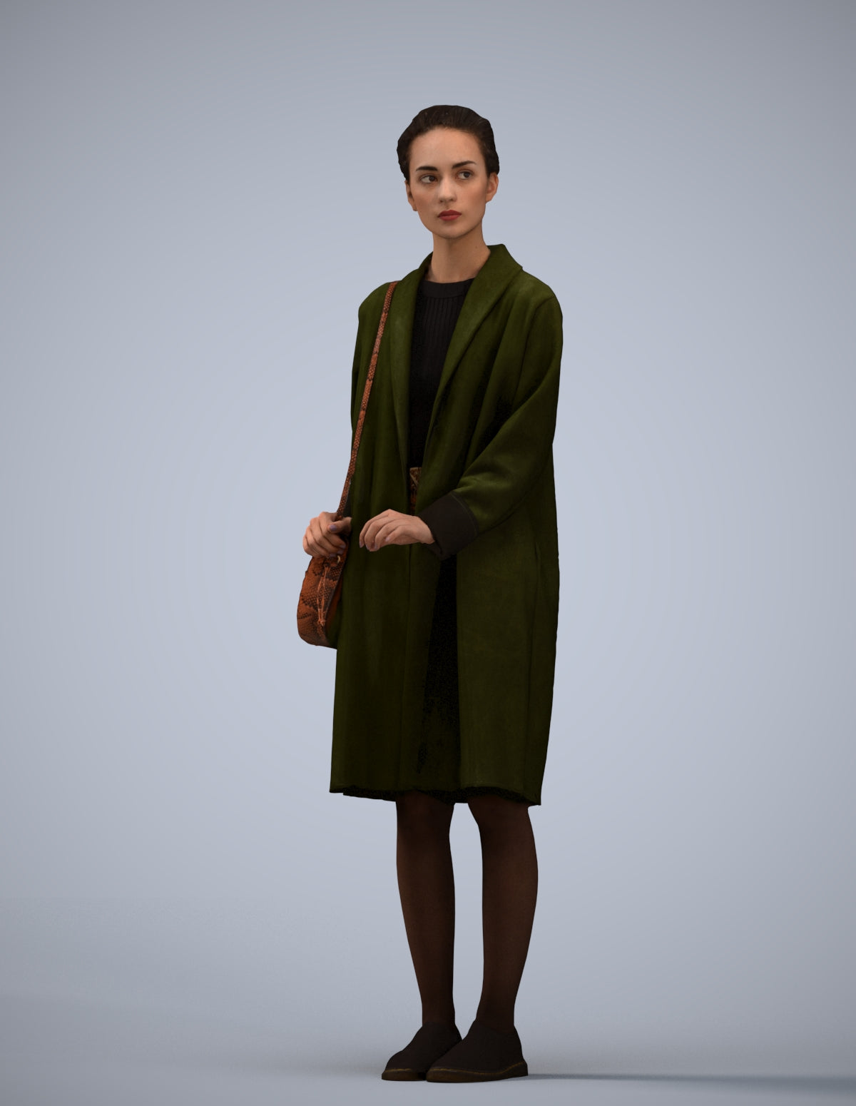 3D people model woman casual standing, scanned human for 3ds Max rendering