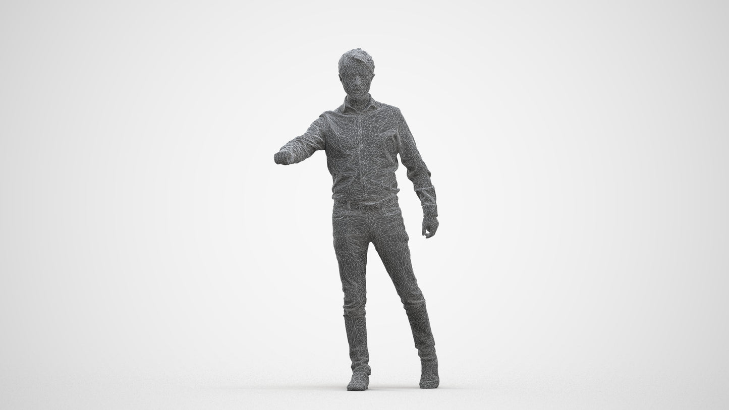 realistic 3D people man casual door, render-ready for V-Ray and Corona, FBX OBJ, three-quarter front view render