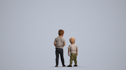 realistic 3D human boy casual kids, archviz people FBX OBJ for Blender, front view render