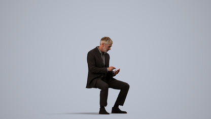 photogrammetry 3D man business, realistic human model archviz FBX, side view render