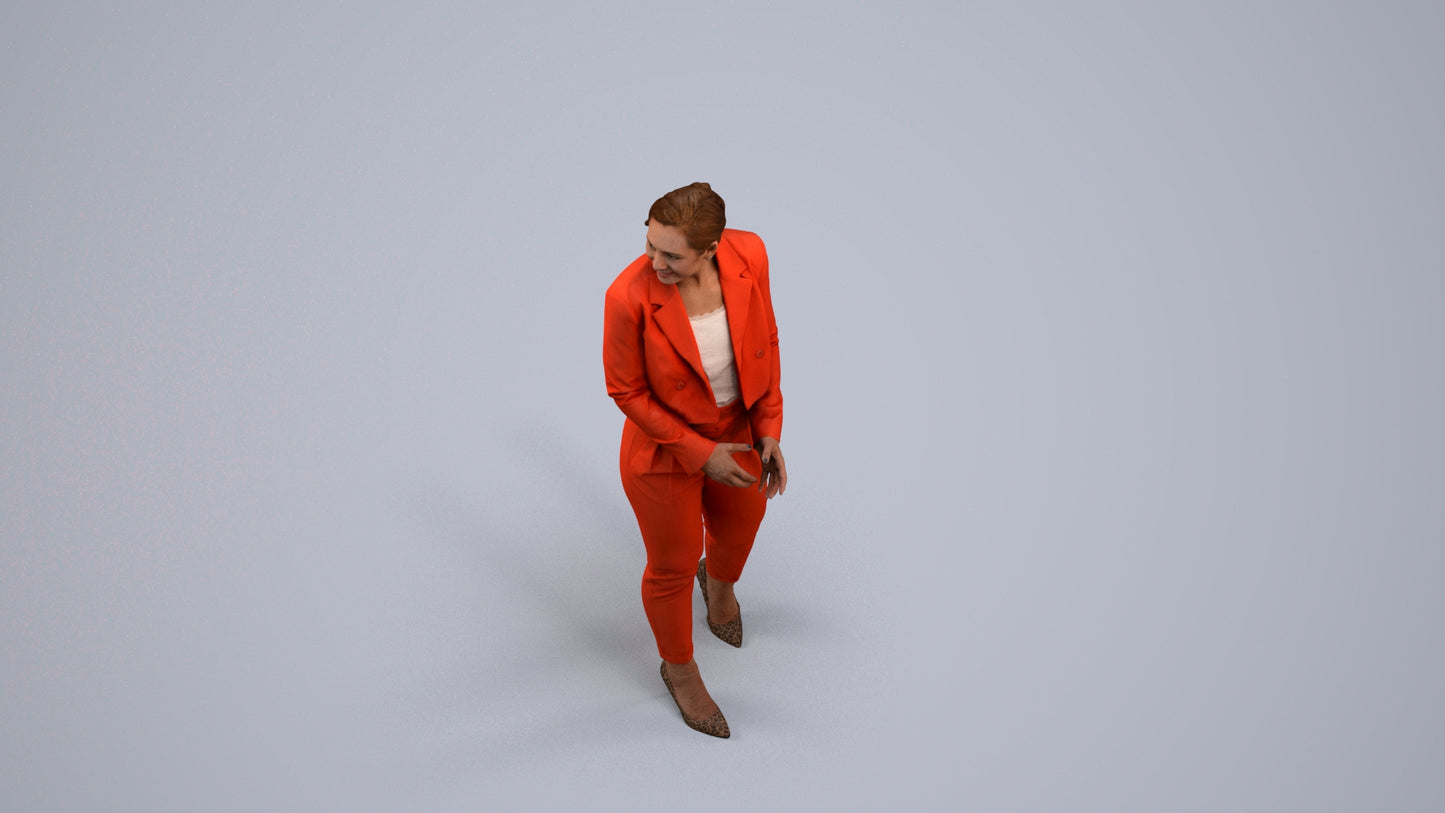 3D people model woman business, scanned human for 3ds Max rendering, back view render