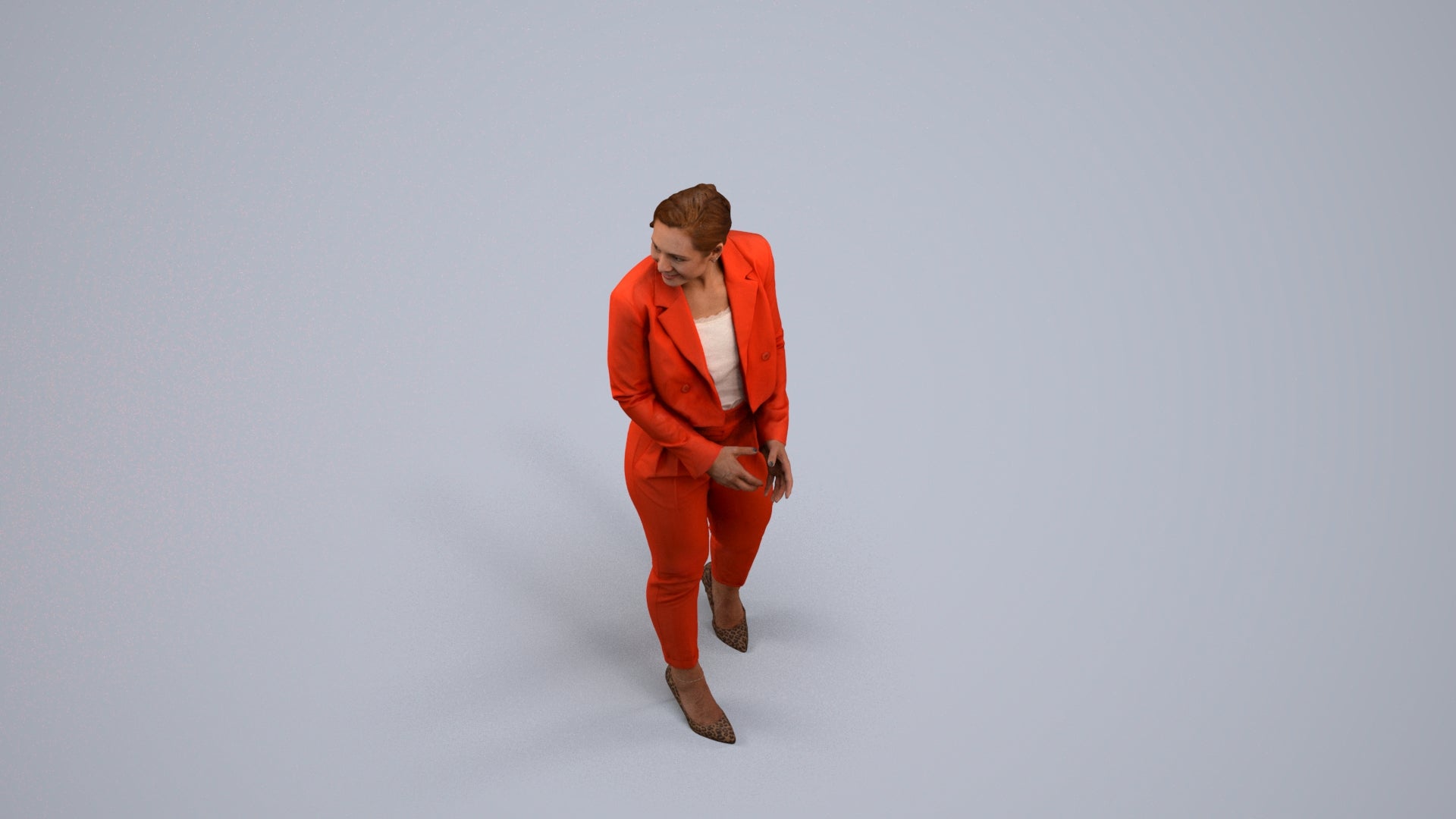 3D people model woman business, scanned human for 3ds Max rendering, back view render