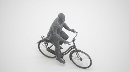 3D people model man business cycling, scanned human for 3ds Max rendering, wireframe three-quarter view