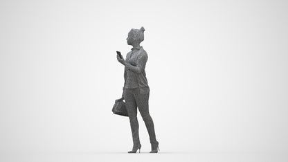 realistic 3D people woman business walking, render-ready for V-Ray and Corona, FBX OBJ, wireframe back view