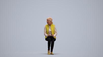 scanned 3D senior woman casual sitting, photogrammetry people for Enscape and V-Ray, standing pose render