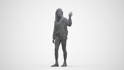 realistic 3D people woman casual walking, render-ready for V-Ray and Corona, FBX OBJ, three-quarter front view render