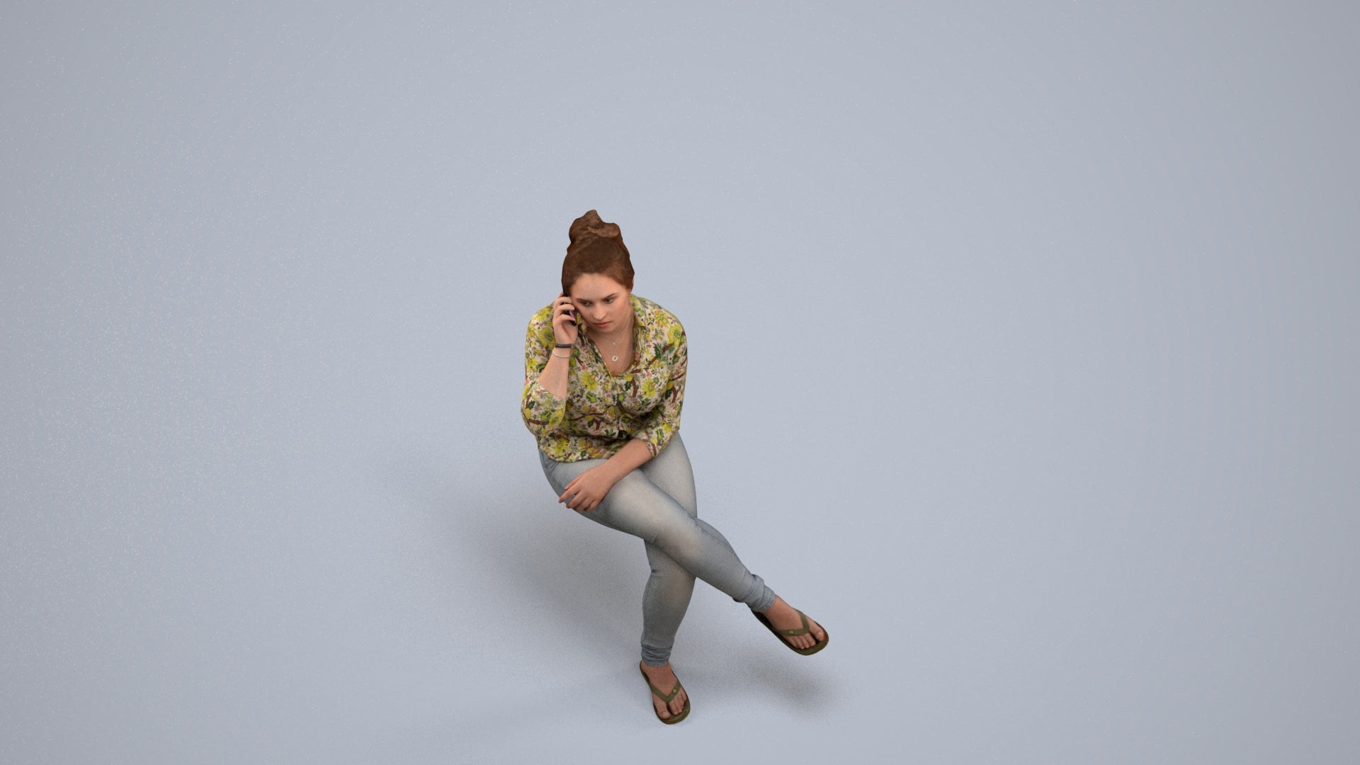3D scanned boy sitting casual, photorealistic archviz people for Enscape and SketchUp, back view render