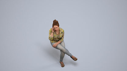 3D scanned boy sitting casual, photorealistic archviz people for Enscape and SketchUp, back view render