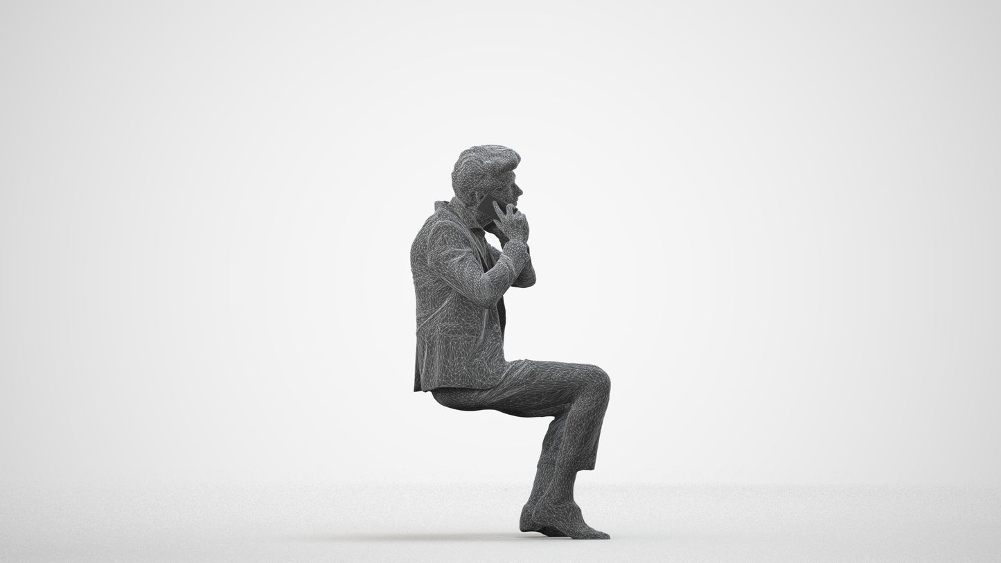 realistic 3D human man business, archviz people FBX OBJ for Blender, wireframe side view