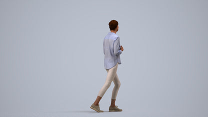 3D scanned senior woman standing casual, photorealistic archviz people for Enscape and SketchUp, side view render