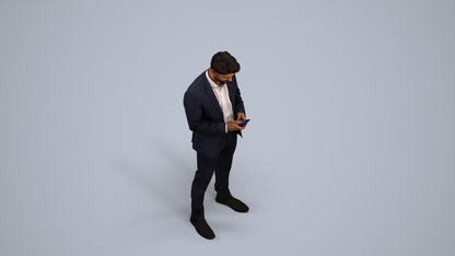 3D people model man business, scanned human for 3ds Max rendering, back view render