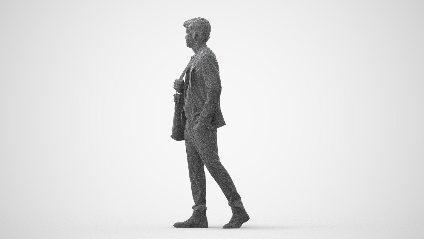 photogrammetry 3D man business standing, realistic human model archviz FBX, square thumbnail