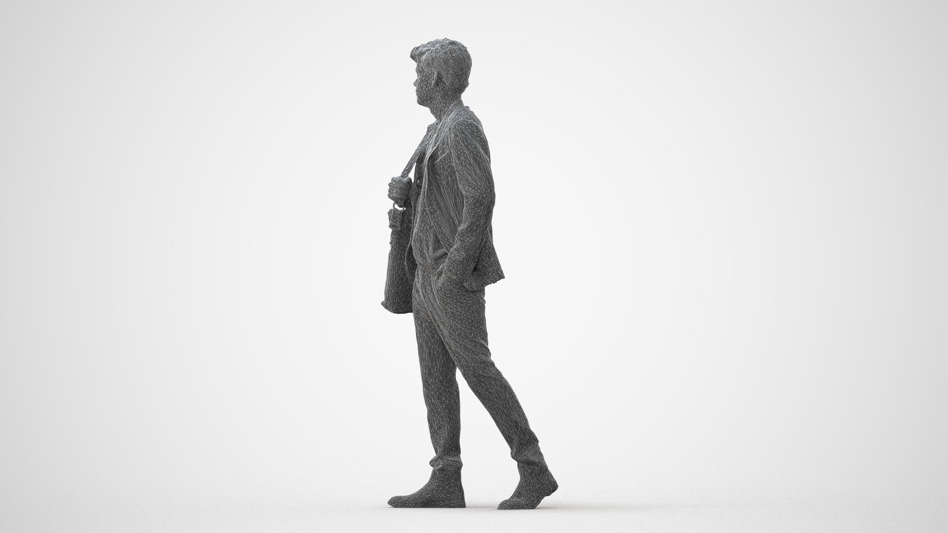 photogrammetry 3D man business standing, realistic human model archviz FBX, square thumbnail