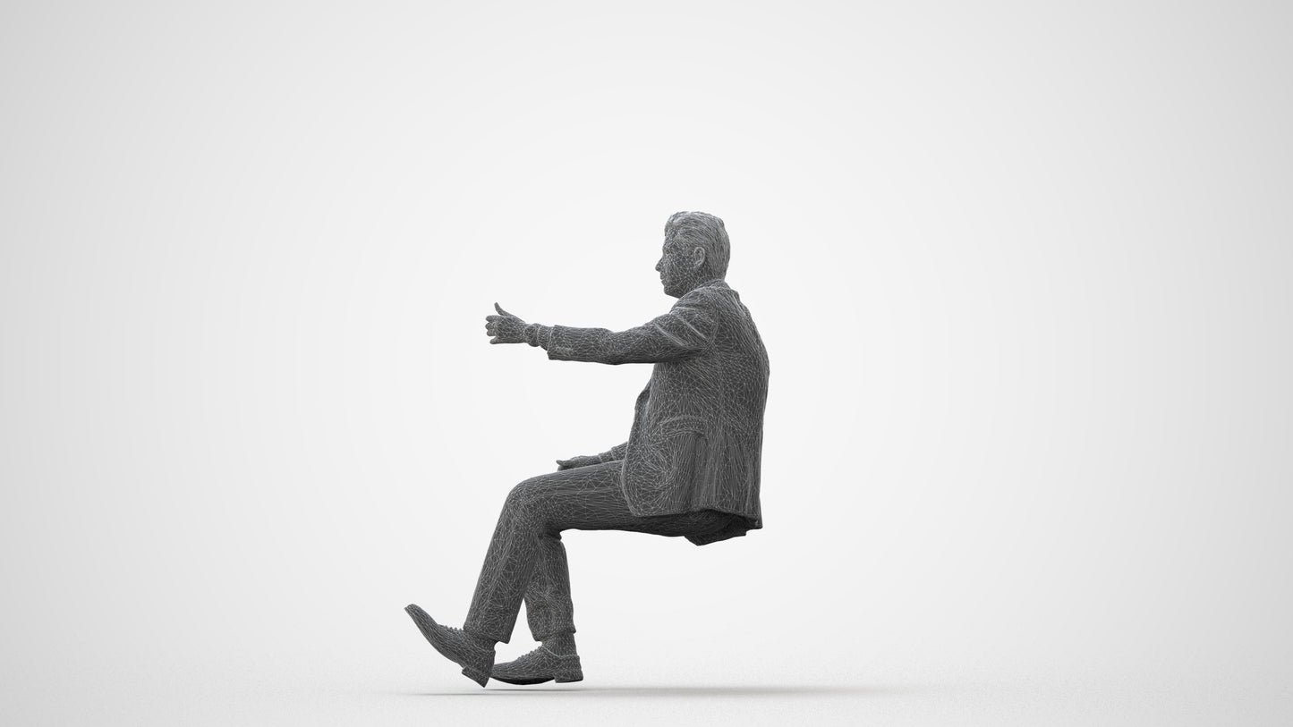 realistic 3D human man business driving, archviz people FBX OBJ for Blender, square thumbnail