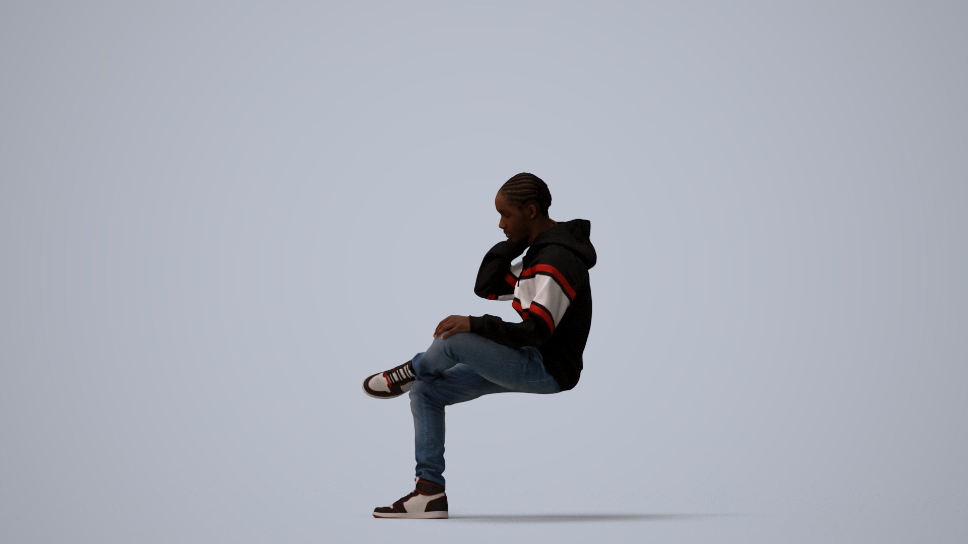 3D scanned boy kids casual, photorealistic archviz people for Enscape and SketchUp, three-quarter view render
