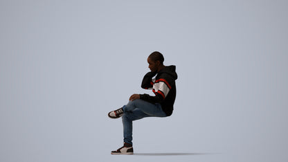 3D scanned boy kids casual, photorealistic archviz people for Enscape and SketchUp, three-quarter view render