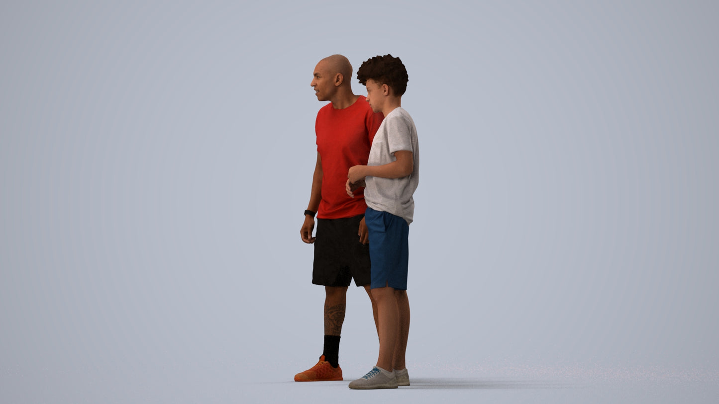 realistic 3D boy casual kids, scanned archviz people for Blender and 3ds Max, three-quarter view render
