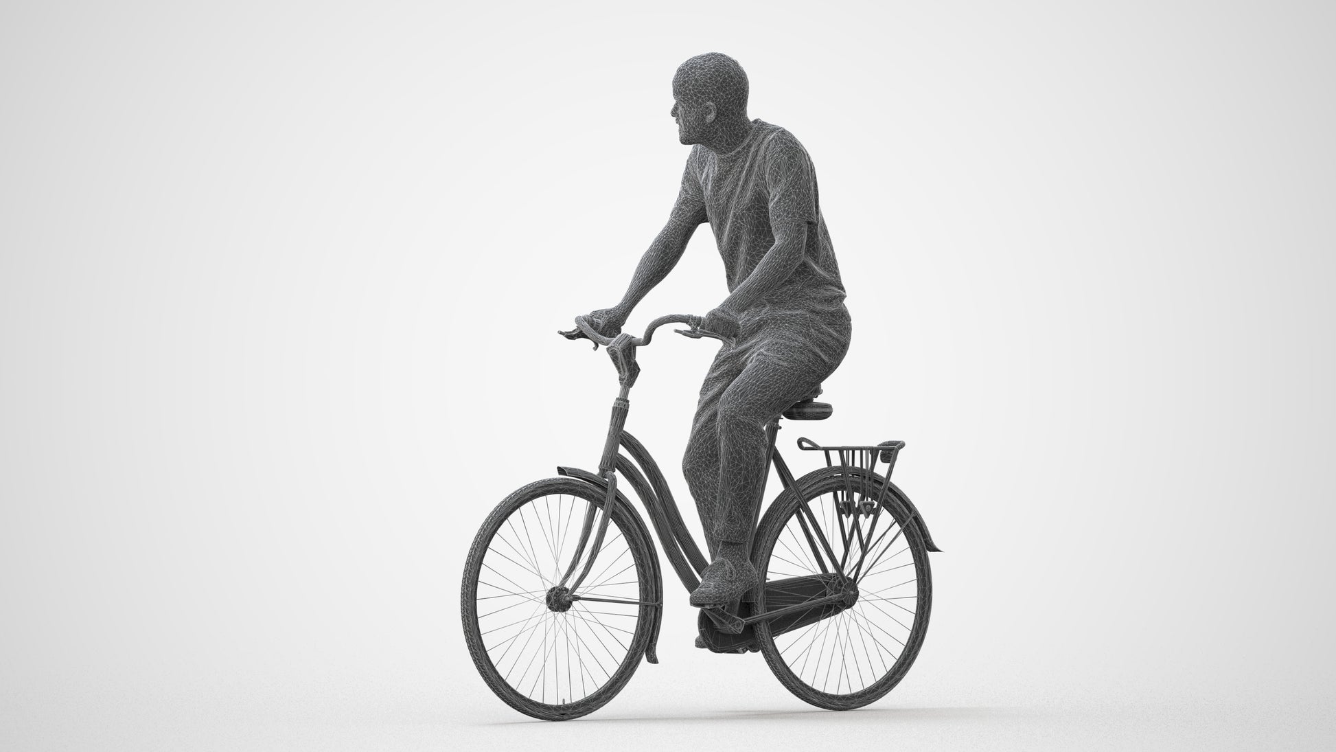 realistic 3D man casual cycling, scanned archviz people for Blender and 3ds Max, square thumbnail