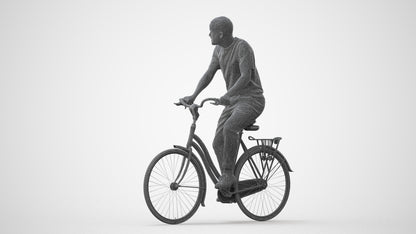 realistic 3D man casual cycling, scanned archviz people for Blender and 3ds Max, square thumbnail