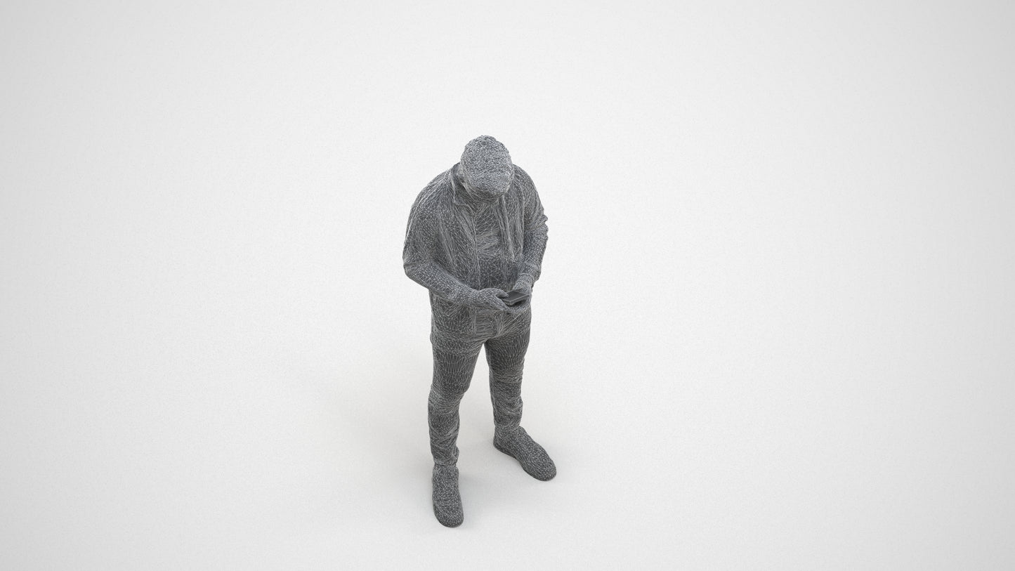 scanned 3D boy casual kids, photogrammetry people for Enscape and V-Ray, wireframe three-quarter view
