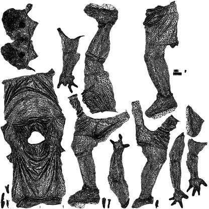 scanned 3D man sport, photogrammetry people for Enscape and V-Ray, wireframe top-down view