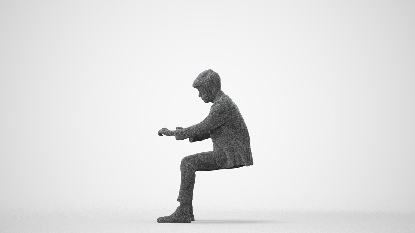 scanned 3D man business, photogrammetry people for Enscape and V-Ray, square thumbnail