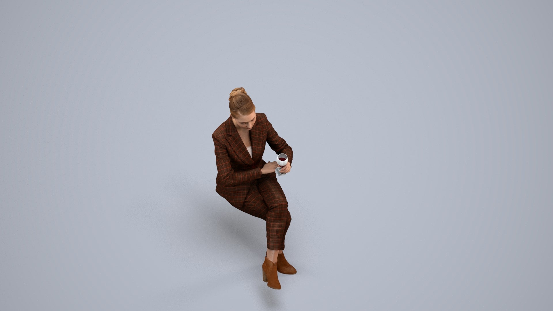 scanned 3D woman business, photogrammetry people for Enscape and V-Ray, back view render