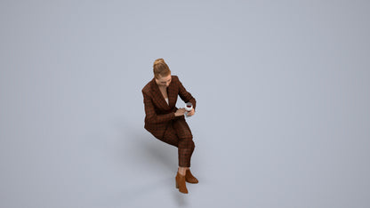 scanned 3D woman business, photogrammetry people for Enscape and V-Ray, back view render