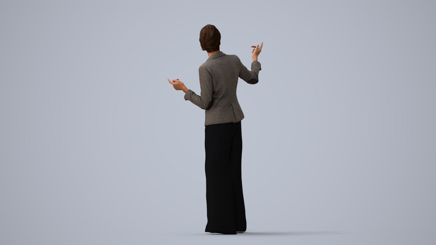 scanned 3D woman business, photogrammetry people for Enscape and V-Ray, three-quarter view render