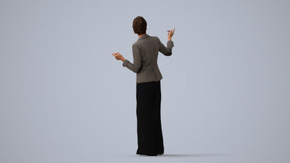scanned 3D woman business, photogrammetry people for Enscape and V-Ray, three-quarter view render