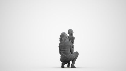 realistic 3D human girl casual kids, archviz people FBX OBJ for Blender, wireframe front view