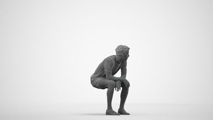 photogrammetry 3D man sport, realistic human model archviz FBX, wireframe side view