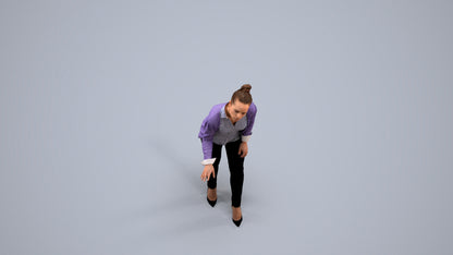 3D people model woman business standing, scanned human for 3ds Max rendering, back view render