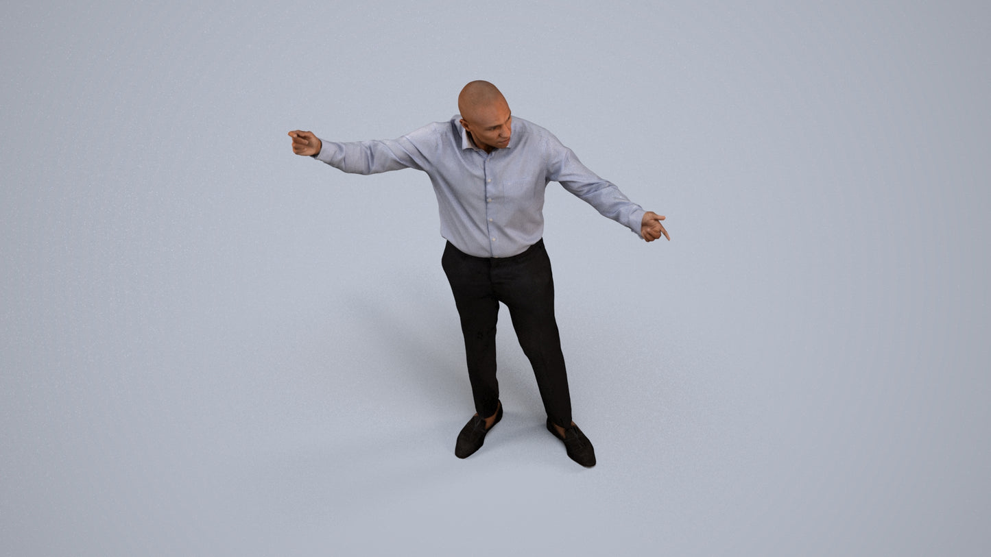 realistic 3D man business, scanned archviz people for Blender and 3ds Max, back view render