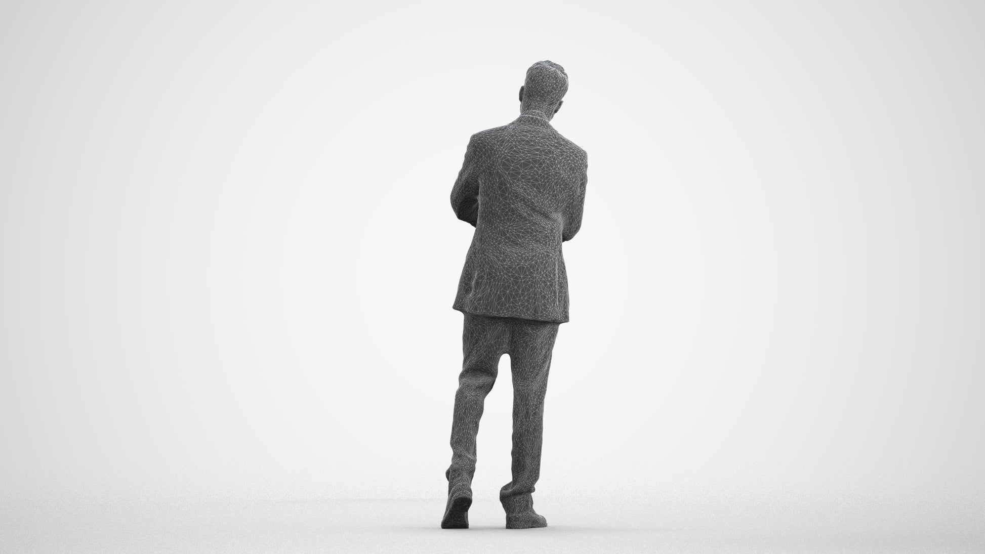 realistic 3D human man business, archviz people FBX OBJ for Blender, wireframe front view