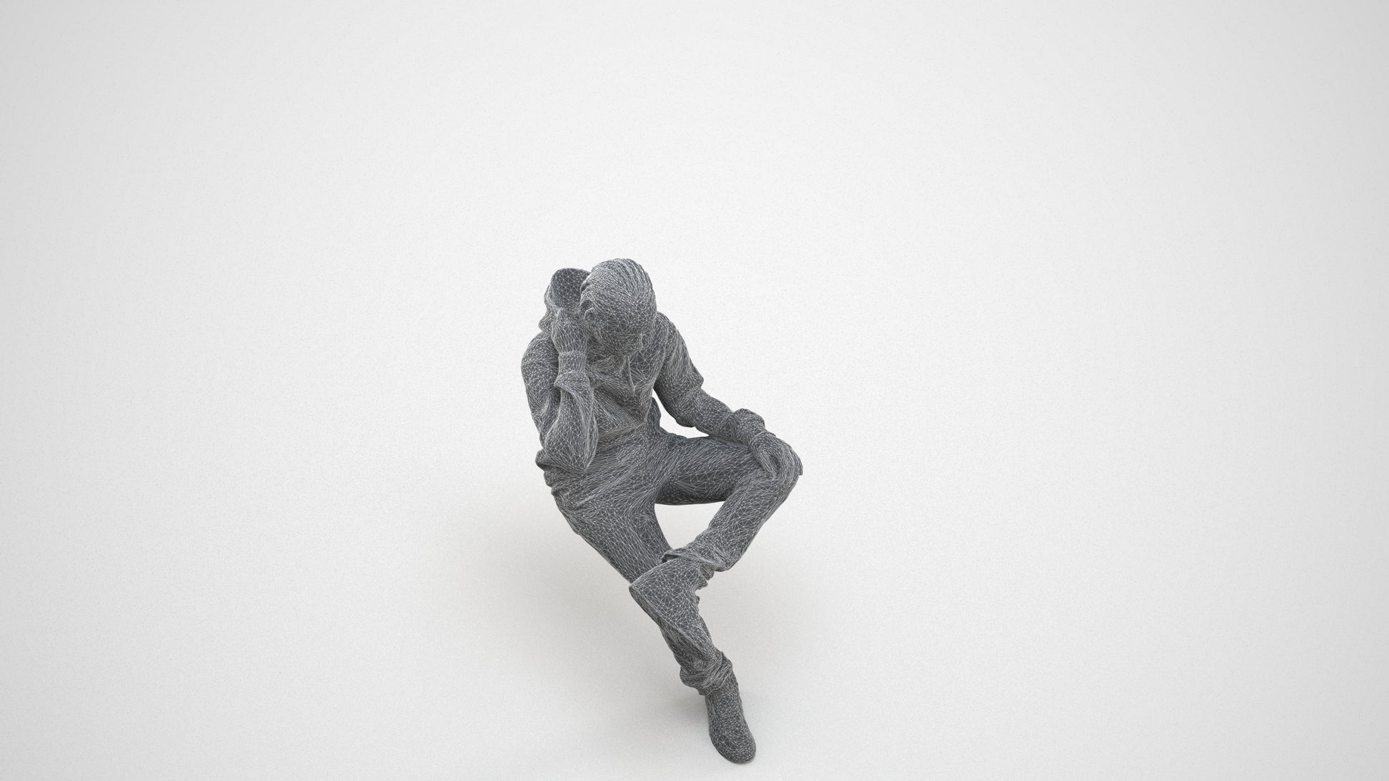 3D scanned boy kids casual, photorealistic archviz people for Enscape and SketchUp, wireframe three-quarter view