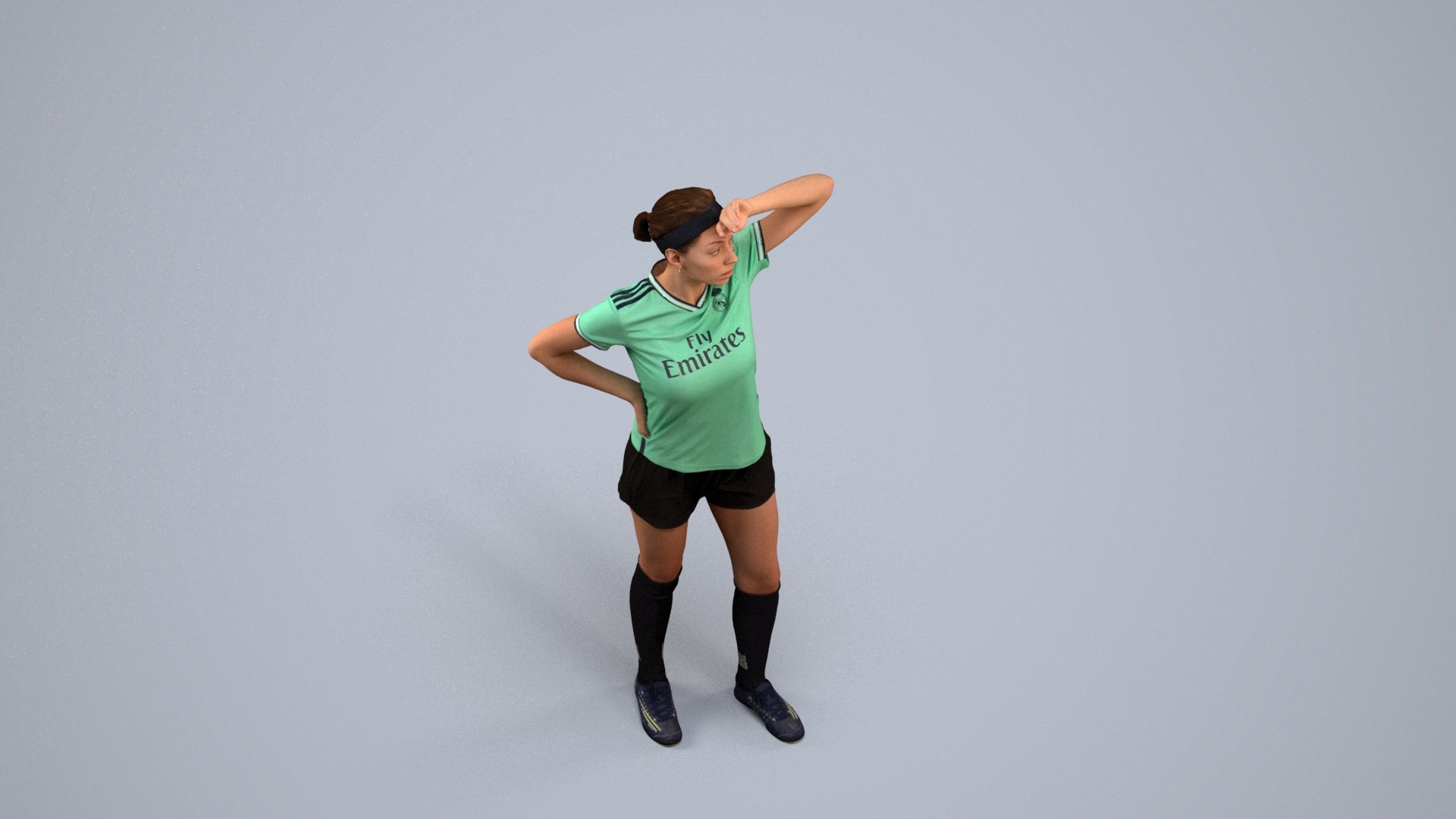 3D scanned woman sport, photorealistic archviz people for Enscape and SketchUp, back view render