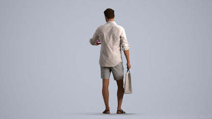 3D scanned man standing casual, photorealistic archviz people for Enscape and SketchUp, front view render