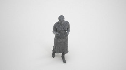 realistic 3D woman casual walking, scanned archviz people for Blender and 3ds Max, wireframe three-quarter view