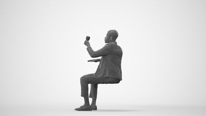 3D scanned man sitting formal, photorealistic archviz people for Enscape and SketchUp, square thumbnail
